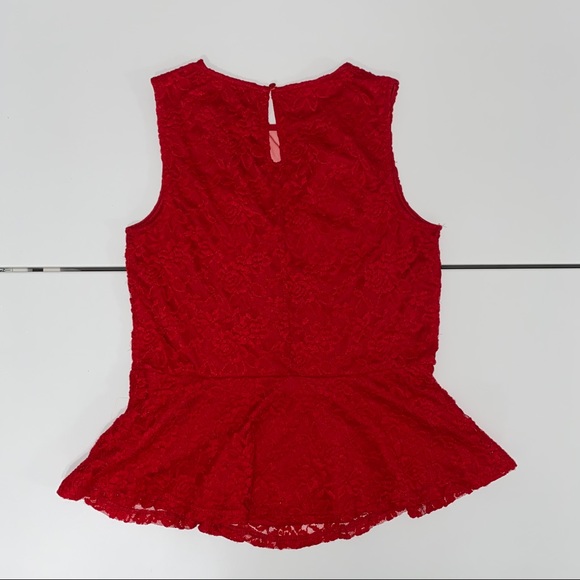 SUZY SHIER DEEP RED SLEEVELESS WITH SHEER V NECK - Picture 3 of 5